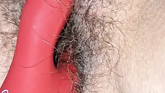 Hairy Pussy toy after creampie