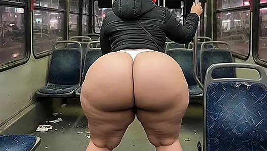 Latina mit dickem weißem hintern im bus endet mit weißem tanga