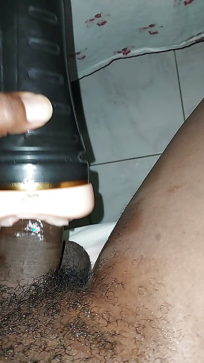 Black cock jerking off with flesh light pt3