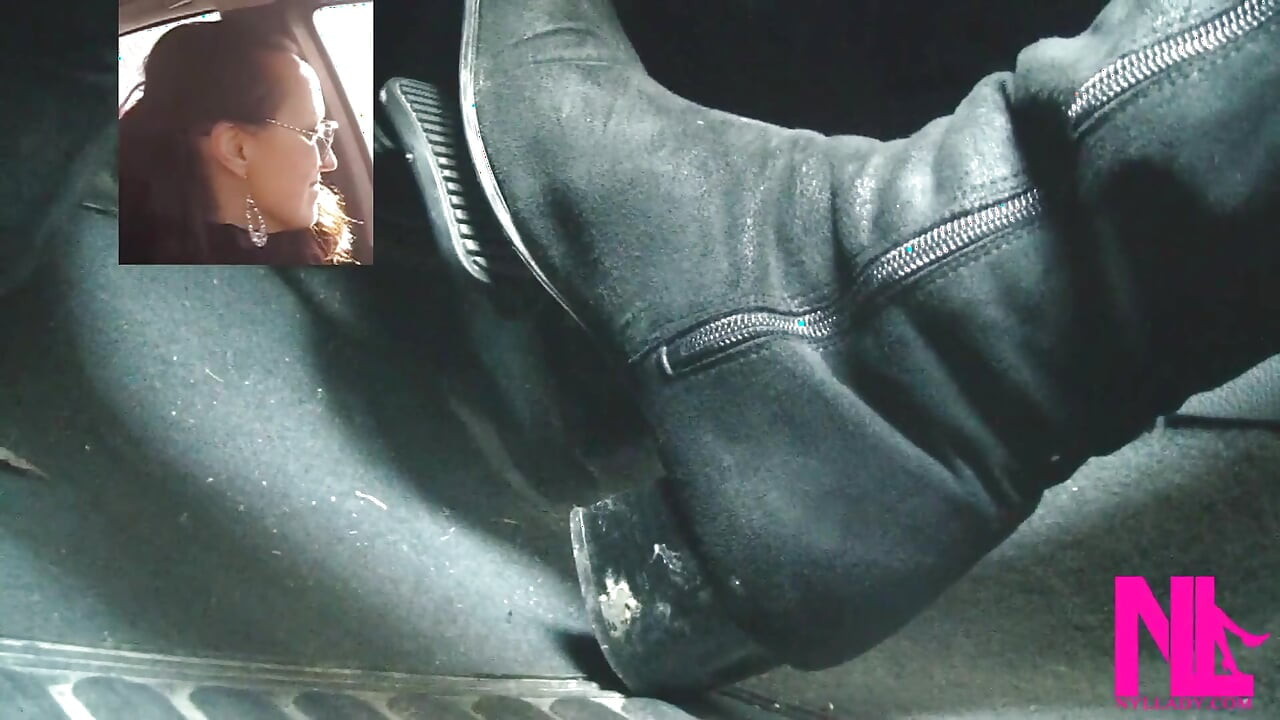 Driving Fast in Black Suede Knee High Boots