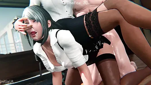 Final fantasy - gentiana + jill warrick + benedikta hot office wm color grading (tanpa suara) dengan animasi initiala hentai 3d