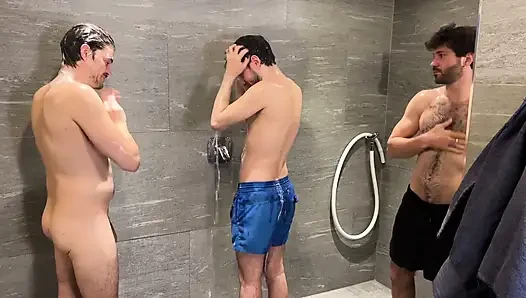 Gay Friends Shower with Straight Buddy
