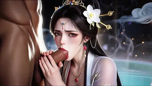 Eine chinesische uralte Im kostüm fee leidenschaftliche Begegnung mit ihrem Liebhaber, die jedoch plötzlich umzingelt wurde. Dann... Episode zwei, AI-genera