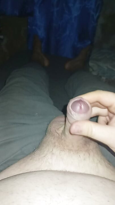 Fat gay jerking uncut cock but no cum