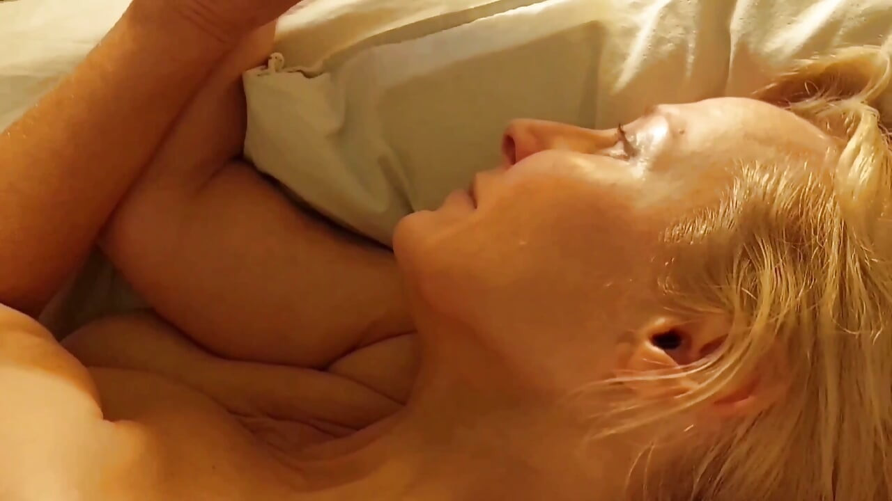 Amateur Blonde Mature Wife Enjoys Footjob and Body Worship