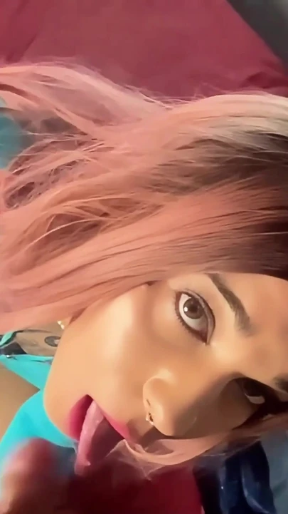 Trans Girl Deepthroats Wetly and Gets Cum in Her Mouth