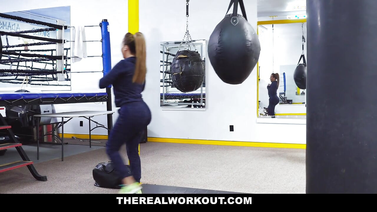 Big titty Milf sucks off a muscle stud in the gym