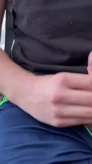 Key moment from "Huge cumshot while cycling, public masturbation"