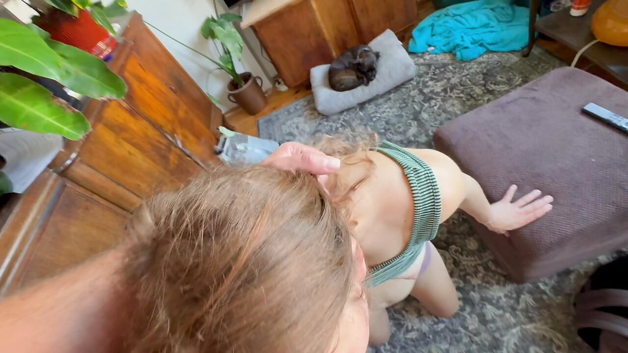 Sucking his dick and popping it right out of his boxers (cum on face)