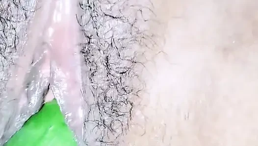 Pooja put her hand in wife's pussy and inserted cucumber, pussy and ass exploded