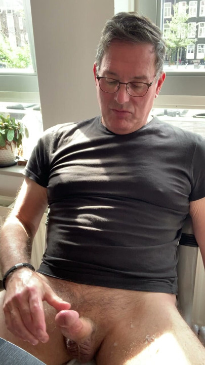 I just came on my leg but my dick is still so hard and pre-cumming!