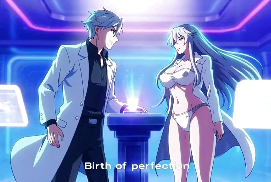 Mad scientist creates perfect futanari clone of himself for sex desire