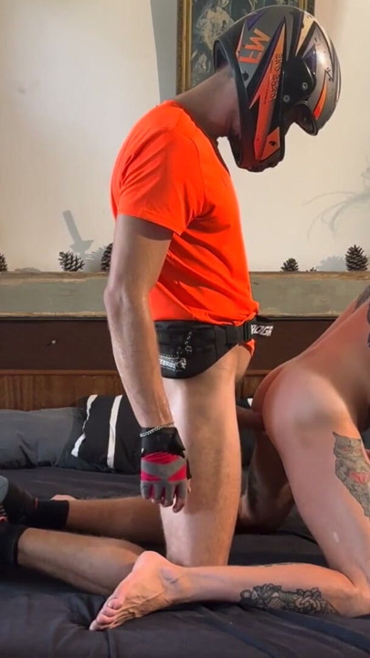 The courier roughly fucks the recipient and cums in his hole. | Clip 2