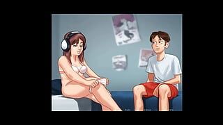Summertime saga - toda escena de sexo con June - linda chica follada después del juego - porno animado