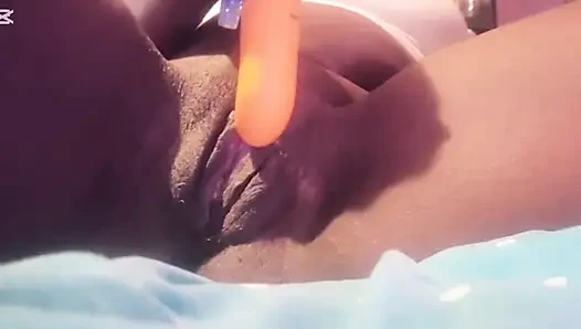 MILF Mia returns from the beach and masturbates her pussy.