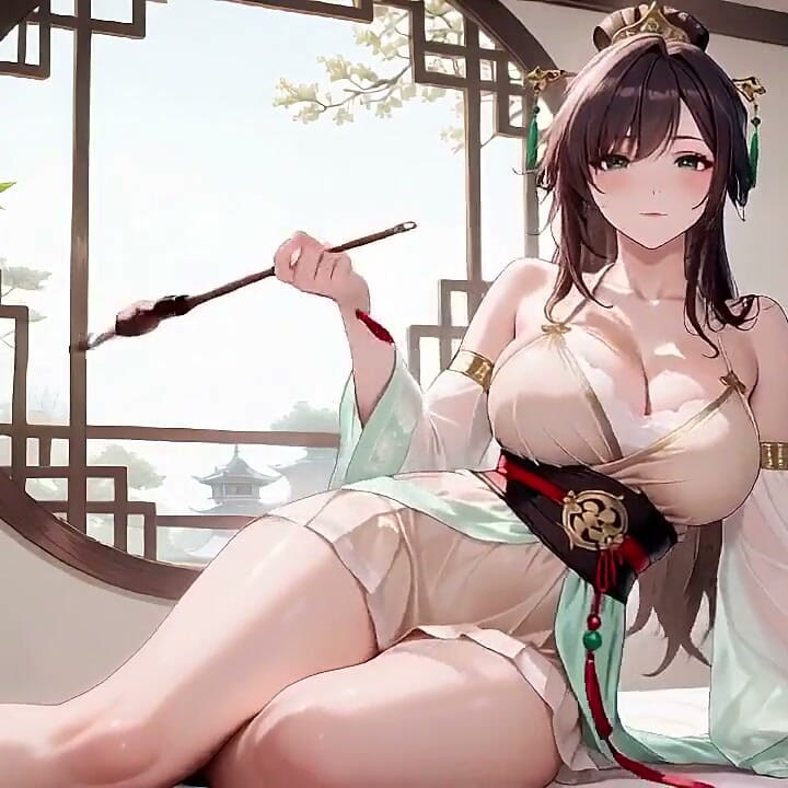Ai-ancient Green Silk & Lazy Poses! Teasing Thigh Rubs in the Sun, Intimate Vibes and a Slow-glow Fantasy You Won't Oppose.
