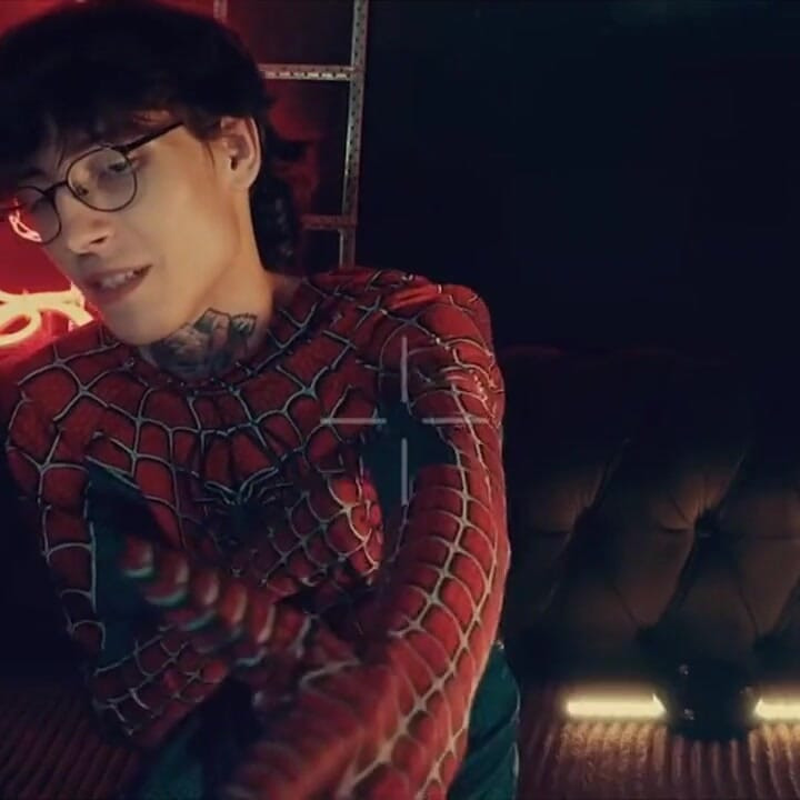 Spider Man Costume. Bottom Boy a Pose. Ass Hole