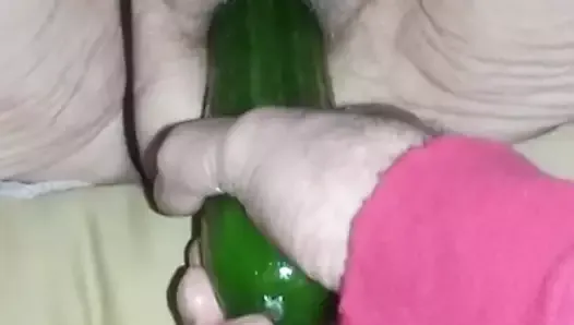 Taking a cucumber deep!