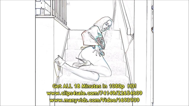 Luna Lain Strips On The Stairs In Relief