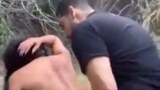 Shemale getting fucked outdoors