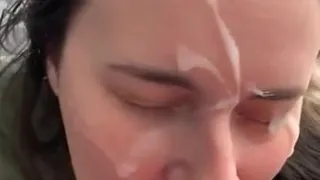 Wife takes a big facial
