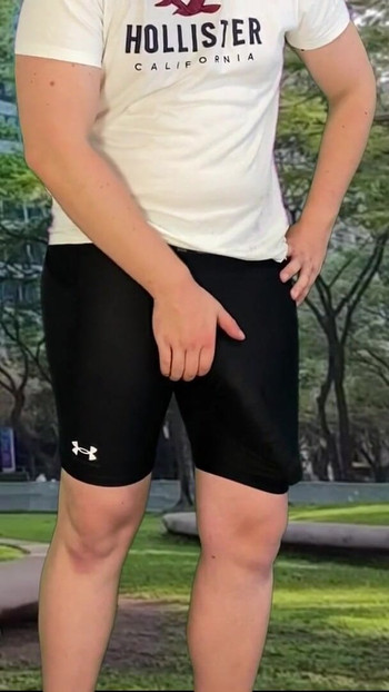 Key moment from "Monster cock cyclist public dick flash cum in tight pants"