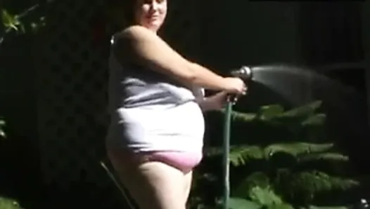 Pussy Bbw Playing With A Hose Fat Belly Chubby