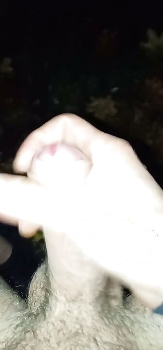 Masturbating outside on a bench