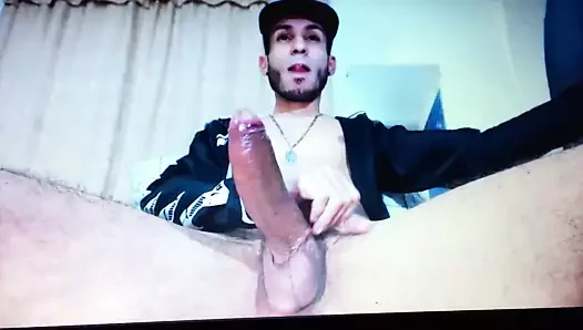 Sıska genç latino adam edging dev asılı 12inch horoz