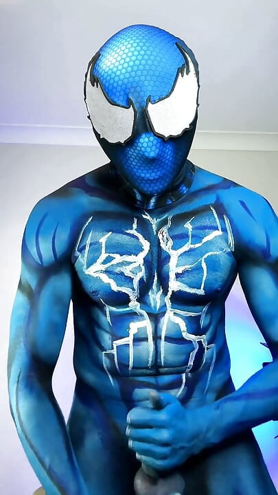 Naked Bodypainting Myself as Spiderman