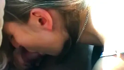 Blonde Sucks Cock and Shows Wet Pussy in Car