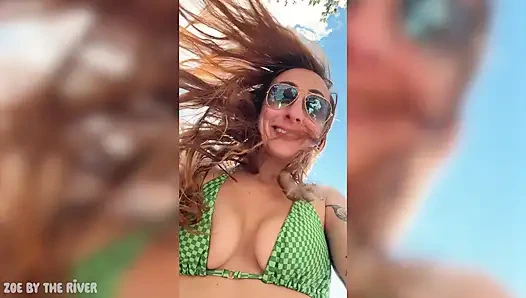 Heiße und geile rothaarige fast beim spielen mit ihrer muschi am fluss erwischt (Hinterhältiges öffentliches solo)