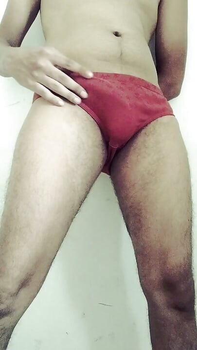 7inchesind Wearing step sis panty and Jerking his big dick