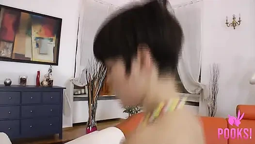 Полное видео! Горячую брюнетку с короткой стрижкой Michelle B трахают в супер жопу и кримпай из задницу в рот!