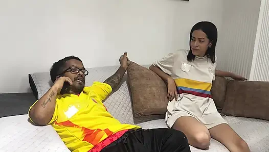 My Best Friend Crying While I Fucked His Wife Hard After Losing the Bet on the Colombia - Portugal Match