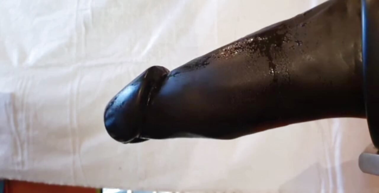Huge dildo in my ass stuck all the way in