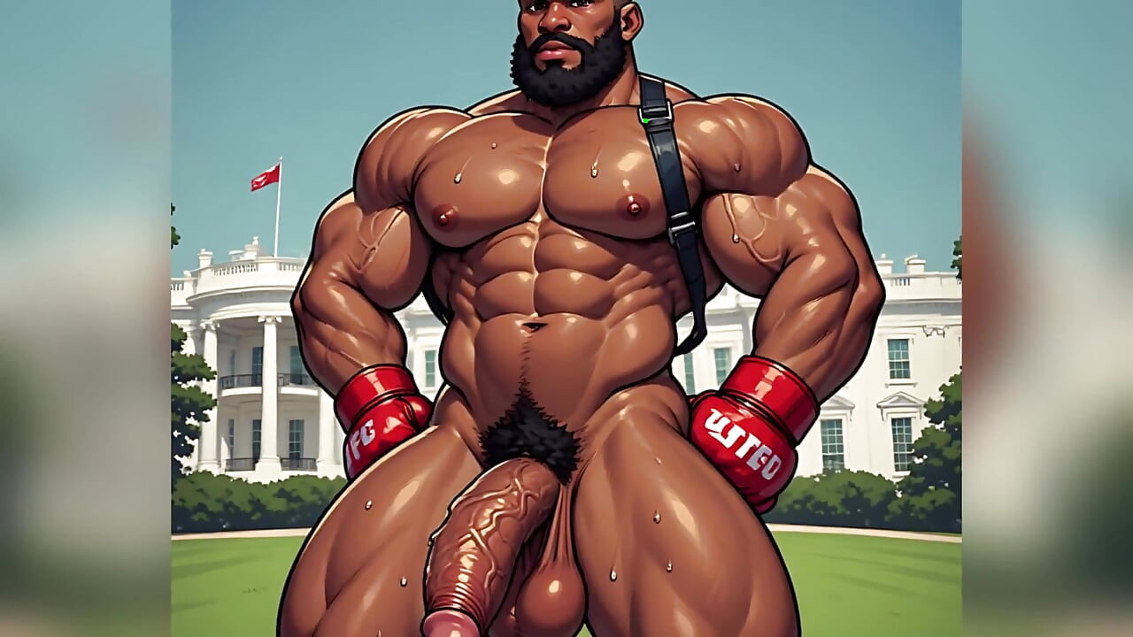 Muscular Boxers Naked and Cumming Outside White House Ai Art