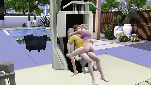 College girl joins the team and gets fucked by the coach in the gym. The Sims