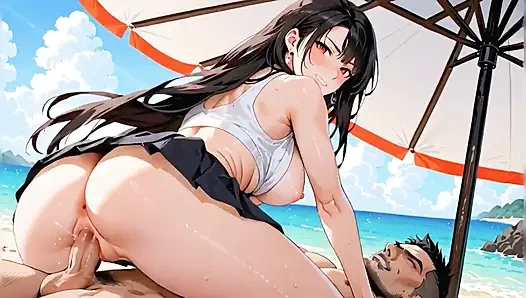 Seks di depan umum di pantai dengan pantat dan memek orang asing sampai dicrot di dalam