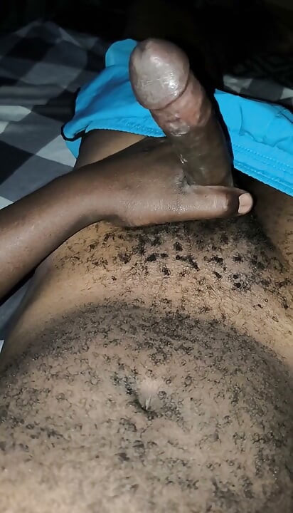 Late Night Horny Hairy African Male Stroking Dick and Releases Loads of Cum After the Lady Didn't Show up for Sex