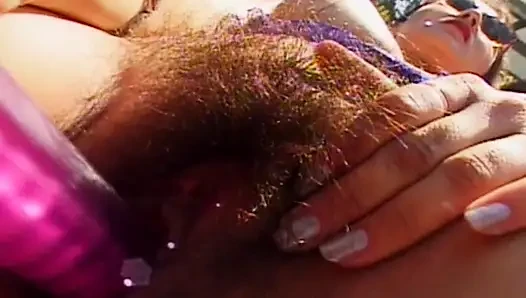 She Is a Hairy French Slut That Likes to Get Fucked by Two Guys