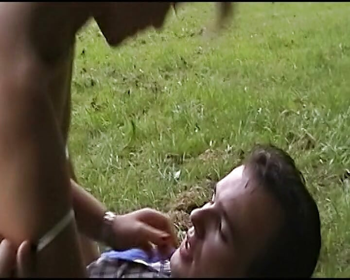 Sexy German teen eats cum after intense outdoor fuck