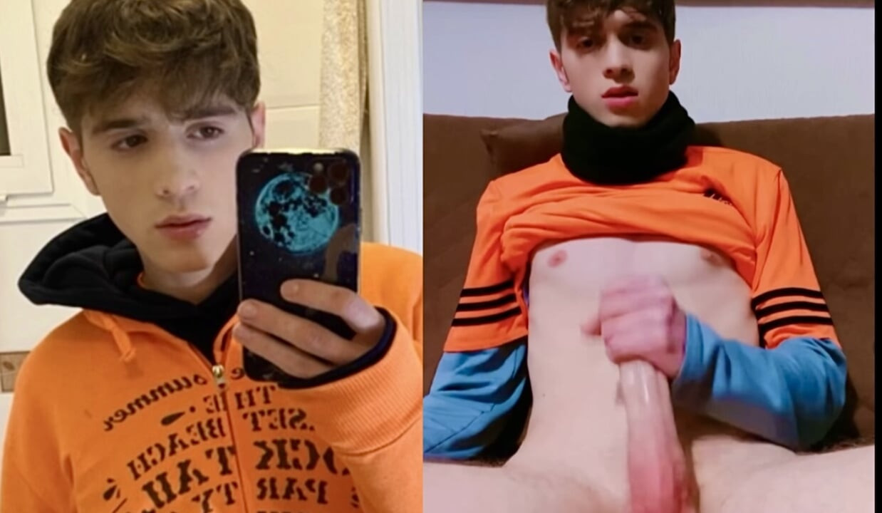 Genç oğlan ile büyük horoz masturbates