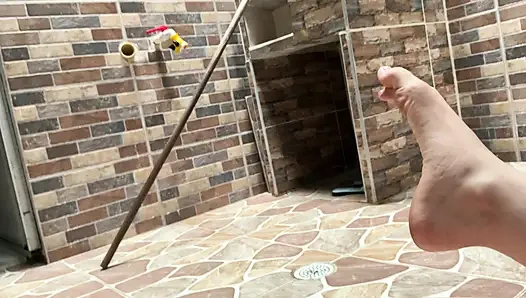 Woman in close-up masturbating pussy before school Real orgasm