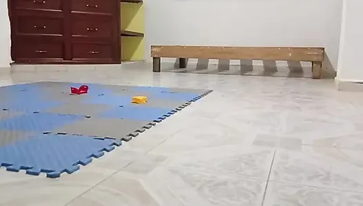 Chubby Neighbor Cleaning Her New Apartment