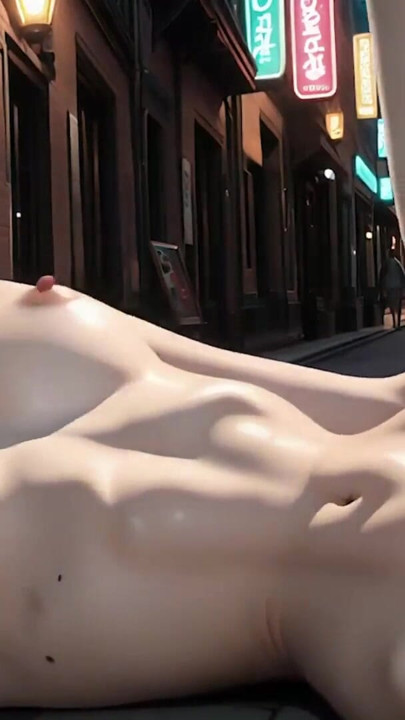 Rebel redhead rides you hard in public alley until every drop of cum soaks her big tits (AI) | Clip 1