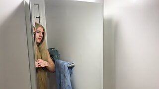 Crossdresser Fixing Messy Wig