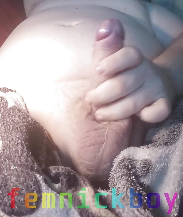 Laying in my bed, jerking my uncut cock and cumming