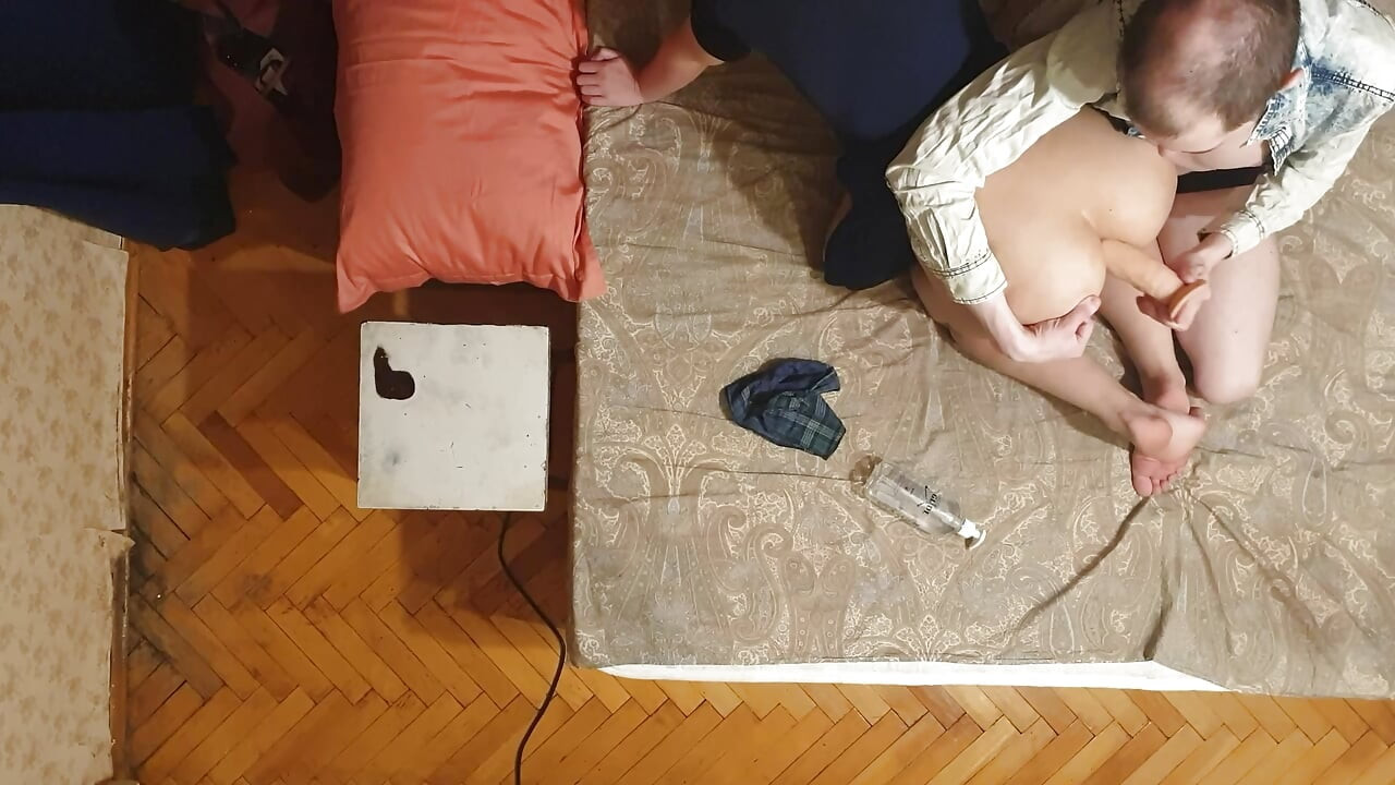 Sasha Earth fucked a girl in the ass with a dildo at homemade amateur
