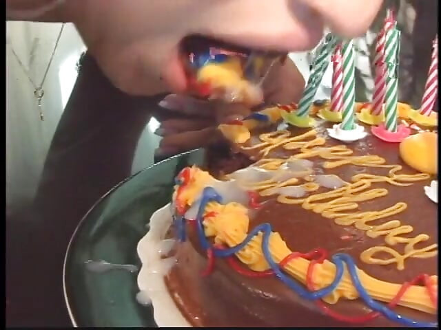 Sexy young brunette gets a dildo and a good fuck as a present for her birthday